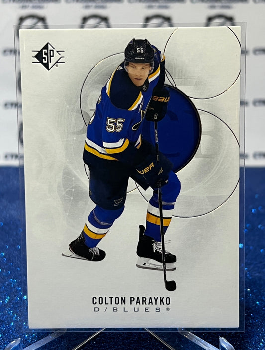 2020-21 UPPER DECK SP COLTON PARAYKO # 45 ST. LOUIS BLUES HOCKEY CARD