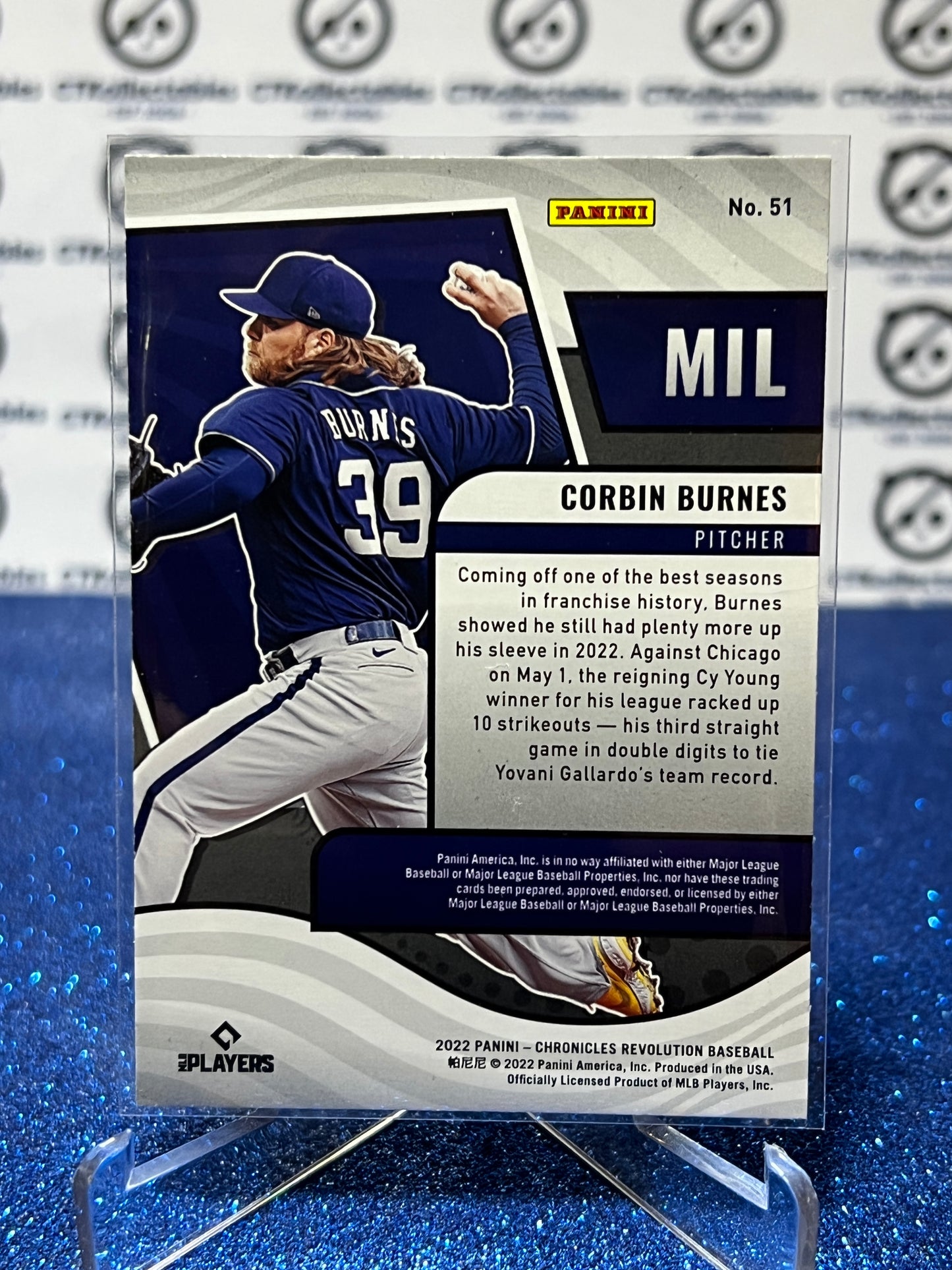 2022 PANINI CHRONICLES REVOLUTION CORBIN BURNES # 51 SPARKLE MILWAUKEE BREWERS BASEBALL CARD