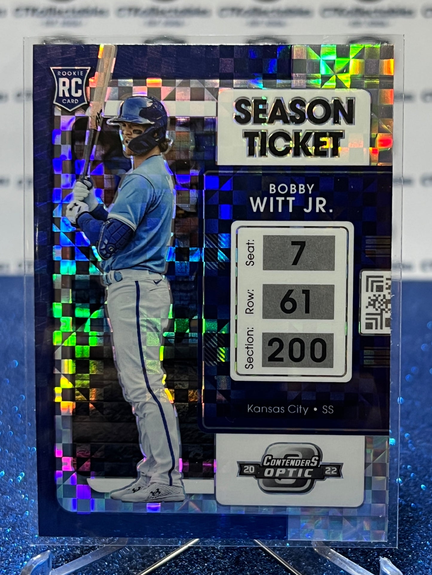 2022 PANINI CHRONICLES CONTENDERS OPTIC BOBBY WITT JR. # 19 ROOKIE PRIZM KANSAS CITY ROYALS BASEBALL CARD