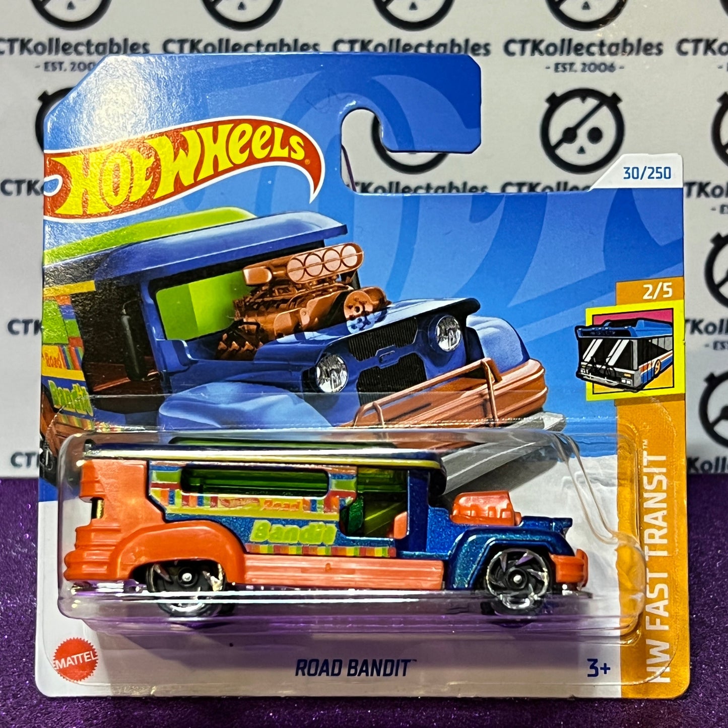 HOT WHEELS MATTEL ROAD BANDIT 2/5 HW FAST TRANSIT 30/250 SHORT CARD 2024