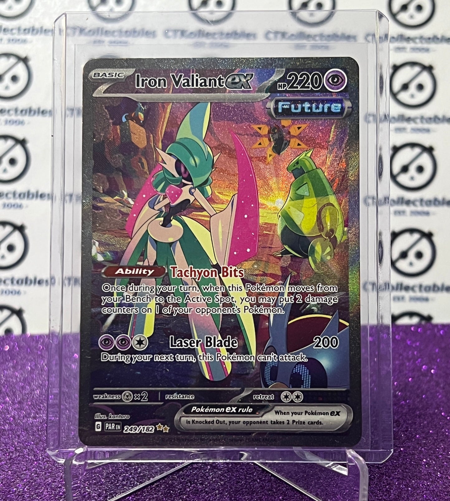 2023 SCARLET & VIOLET PARADOX RIFT POKEMON CARD IRON VALIANT EX SPECIAL ILLUSTRATION RARE #249/182