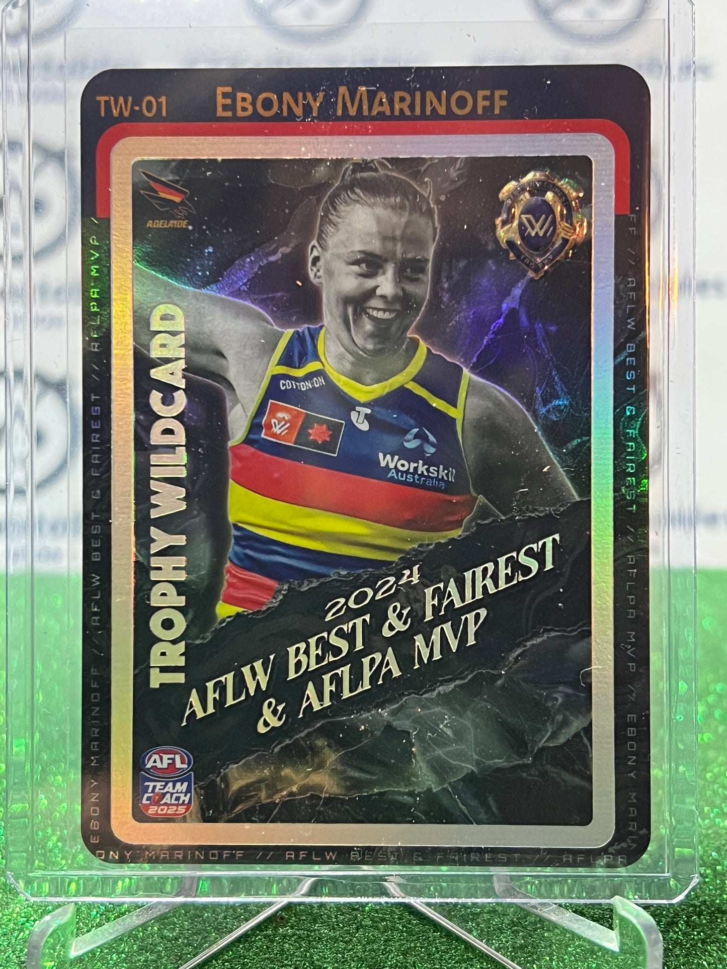 2025 AFLW TEAMCOACH TROPHY SILVER WILDCARD EBONY MARINOFF # TW-01 ADELAIDE CROWS CARD
