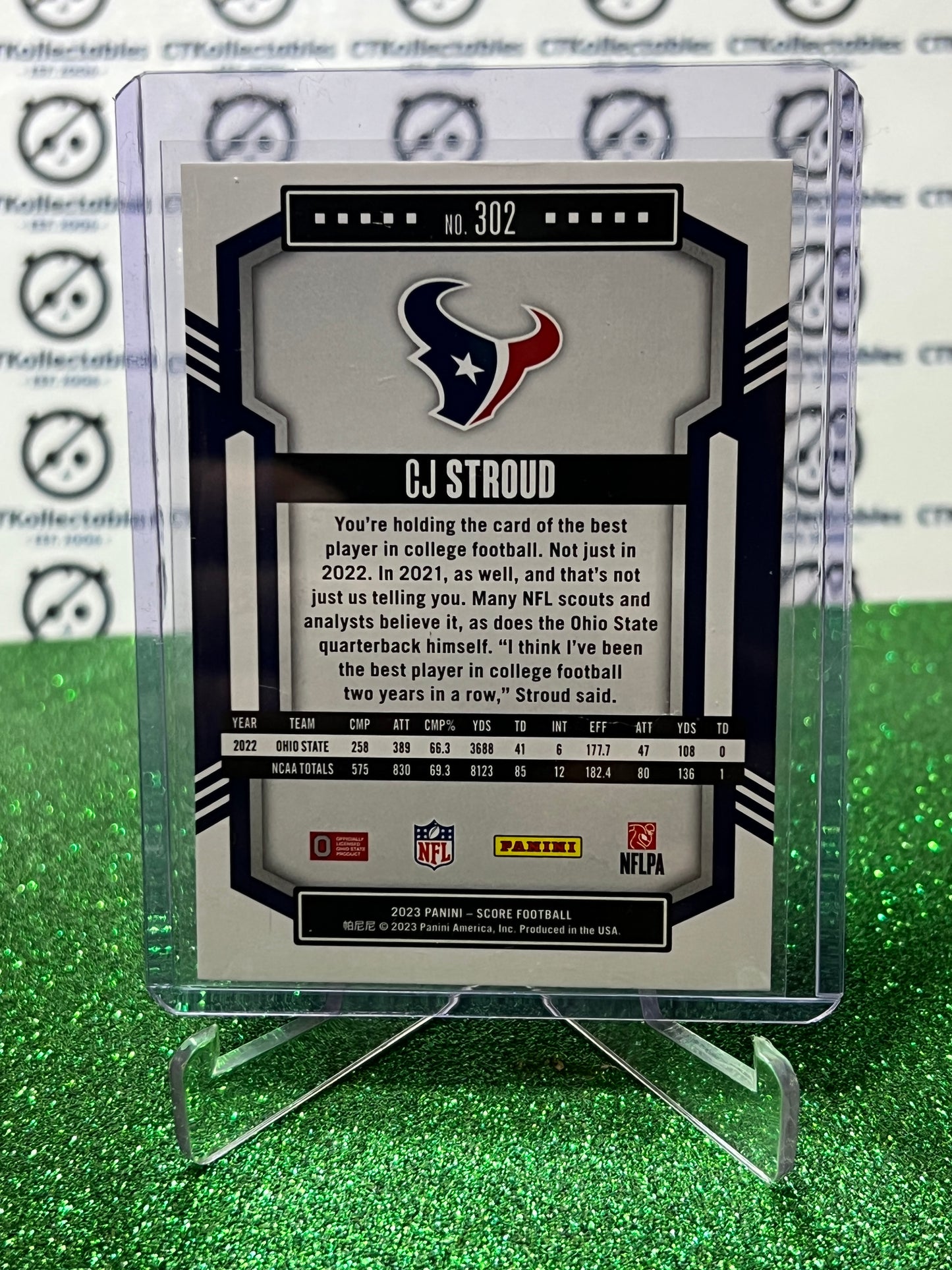 2023 PANINI SCORE CJ STROUD # 302 ROOKIE NFL HOUSTON TEXANS GRIDIRON  CARD