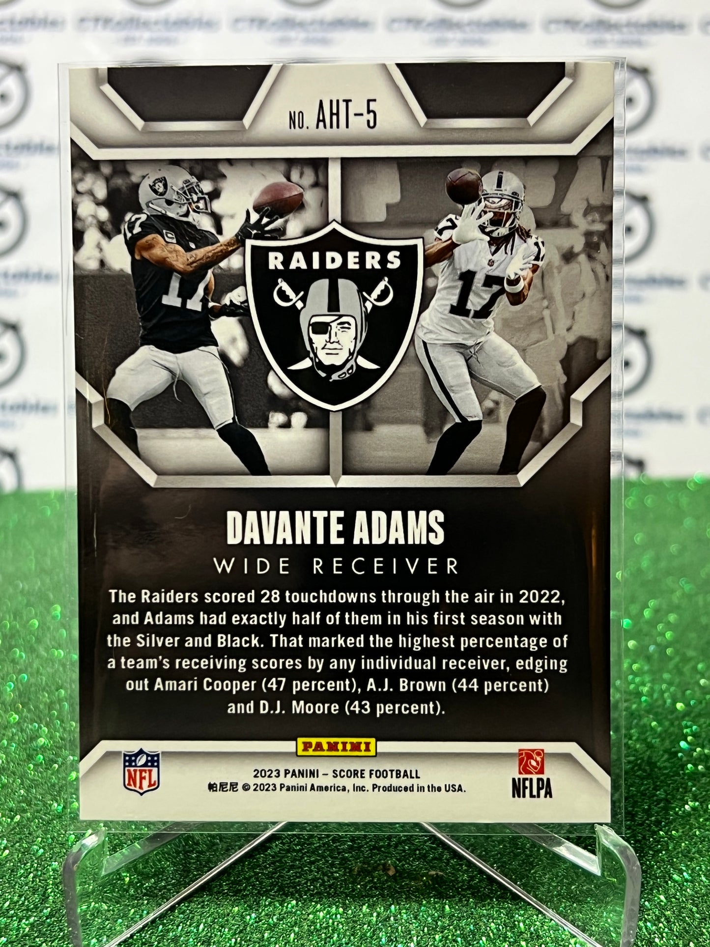 2023 PANINI SCORE DAVANTE ADAMS # AHT-5 ALL-HANDS ON 3D  NFL LAS VEGAS RAIDERS GRIDIRON  CARD