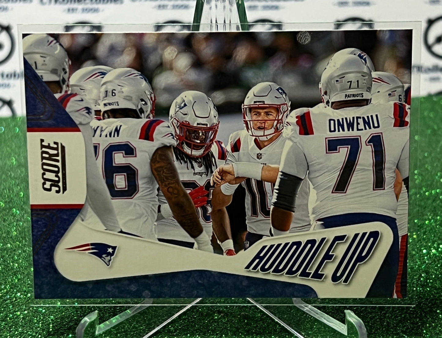 2023 PANINI SCORE NEW ENGLAND PATRIOTS  # 14 HUDDLE UP NFL  GRIDIRON  CARD