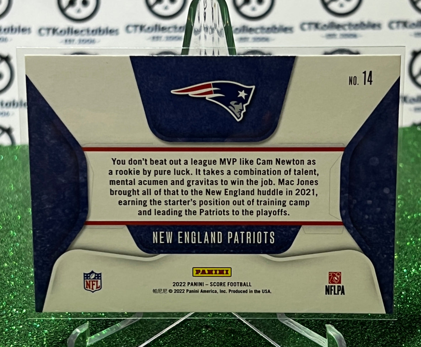 2023 PANINI SCORE NEW ENGLAND PATRIOTS  # 14 HUDDLE UP NFL  GRIDIRON  CARD