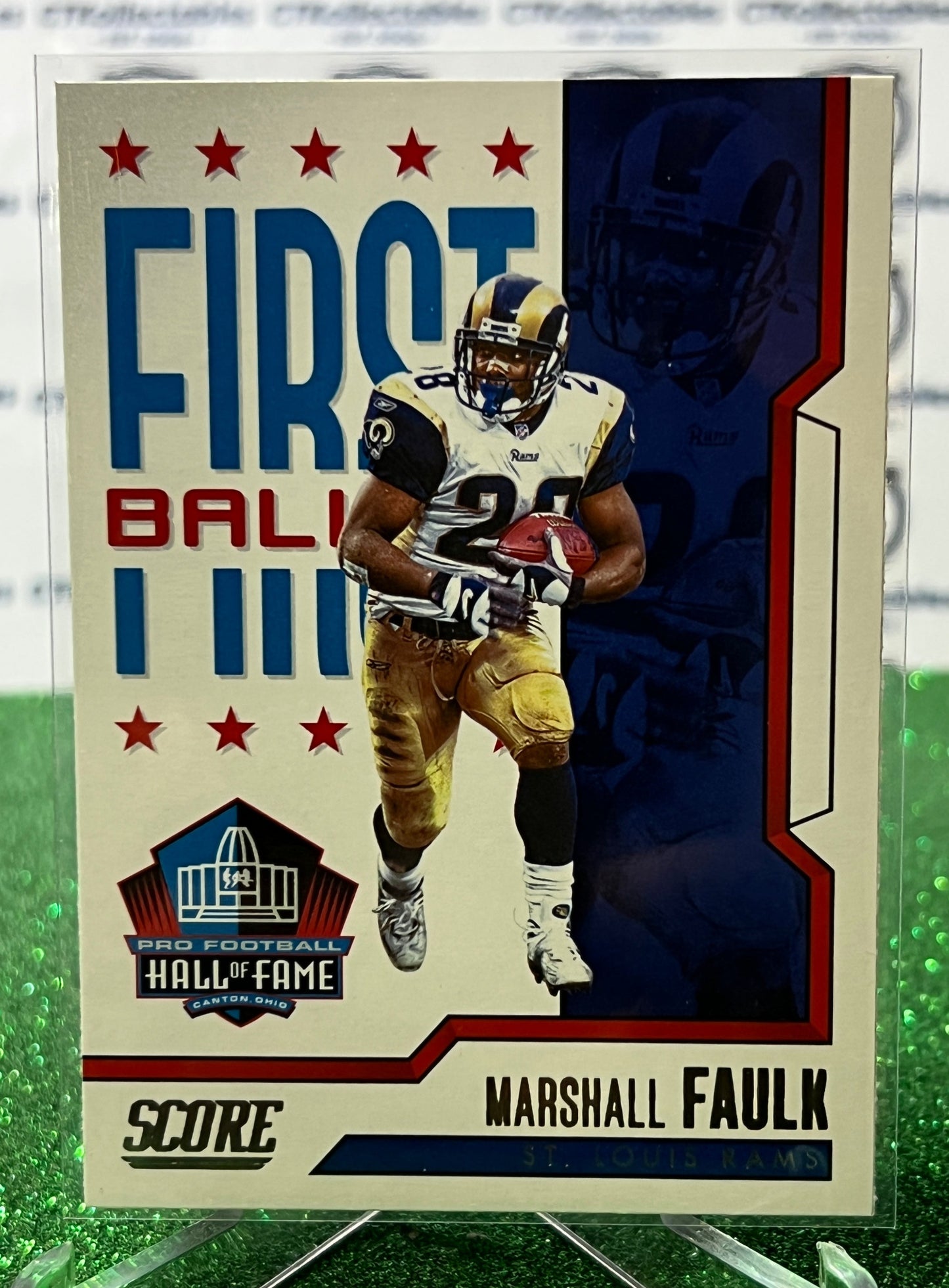 2023 PANINI SCORE MARSHALL FAULK # 8 FIRST BALLOT NFL LOS ANGELES RAMS  GRIDIRON  CARD