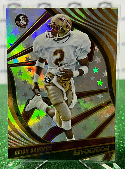2023 PANINI CHRONICLES DEION SANDERS # 8 REVOLUTION ASTRO GOLD NFL DALLAS COWBOYS GRIDIRON CARD