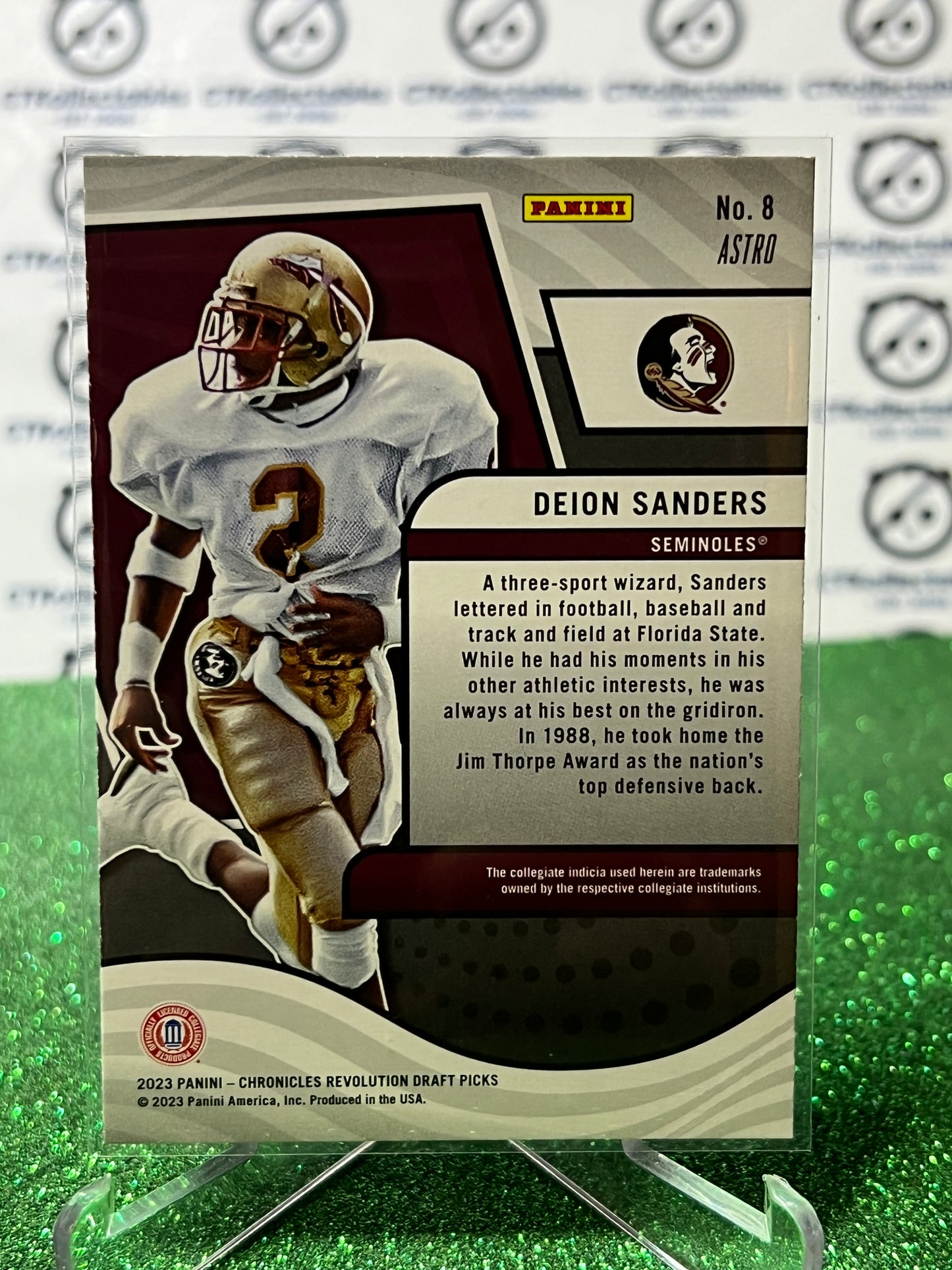 2023 PANINI CHRONICLES DEION SANDERS # 8 REVOLUTION ASTRO GOLD NFL DALLAS COWBOYS GRIDIRON CARD