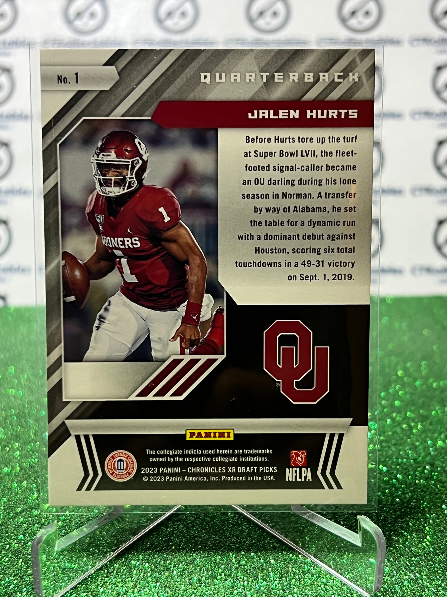 2023 PANINI CHRONICLES  XR DRAFT PICKS JALEN HURTS # 1 NFL PHILADELPHIA EAGLES GRIDIRON  CARD