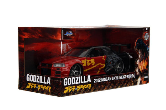 GODZILLA 2002 NISSAN SKYLINE GT-R (R34)  1/24 SCALE JADA