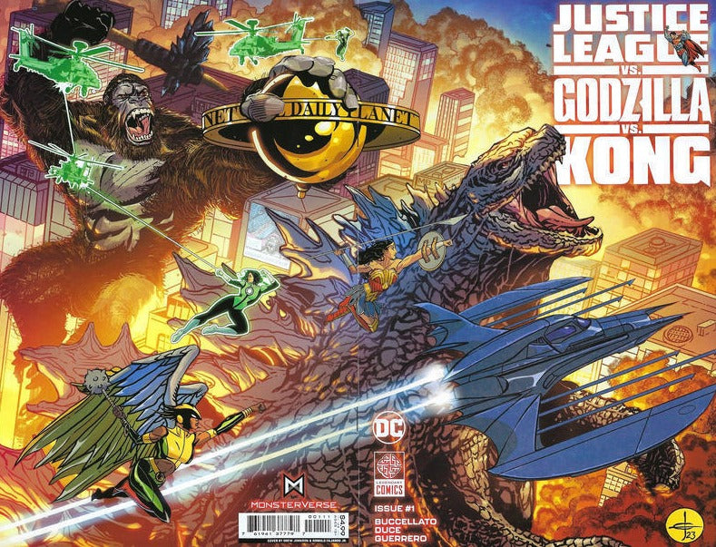 JUSTICE LEAGUE VS GODZILLA VS KONG #1  DREW JOHNSON WRAPAROUND VARAIANT DC COMIC BOOK 2023