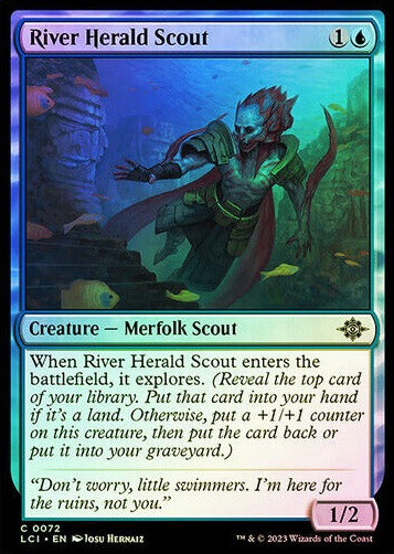 2023 MAGIC THE GATHERING THE LOST CAVERNS OF IXALAN RIVER HERALD SCOUT - CREATURE - MERFOLK SCOUT - FOIL CARD