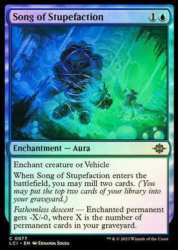 2023 MAGIC THE GATHERING THE LOST CAVERNS OF IXALAN SONG OF STUPEFACTION ENCHANTMENT - AURA  FOIL CARD