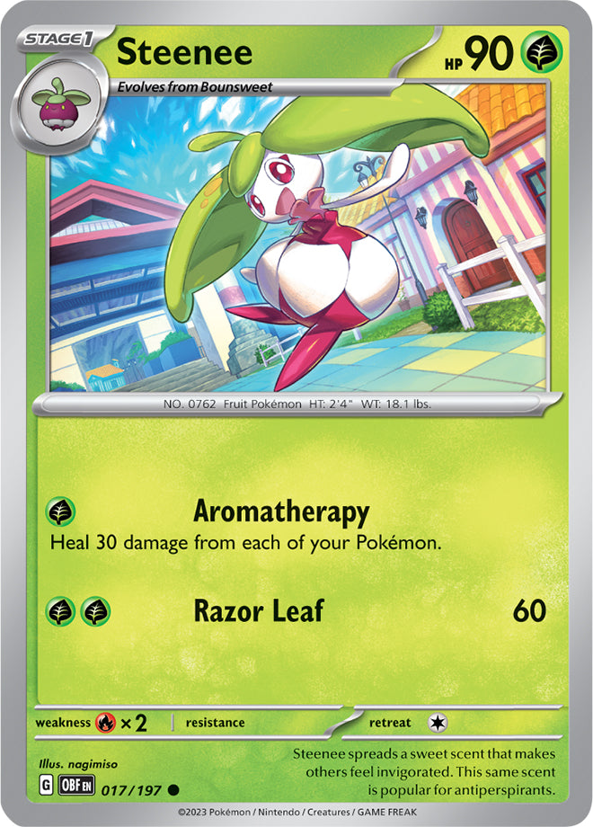 Steenee Base Card #017/197 2023 Obsidian Flames Pokemon Card