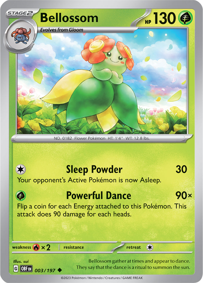 Bellossom Base Card #003/197 2023 Obsidian Flames Pokemon Card