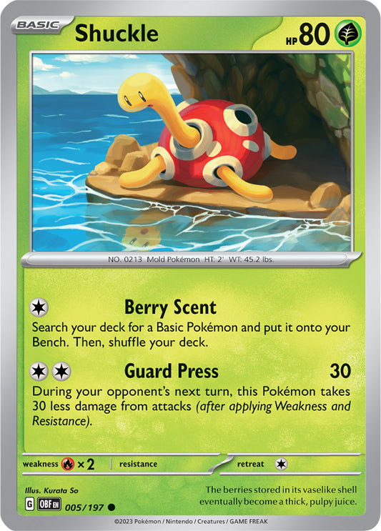 Shuckle Base Card #005/197 2023 Obsidian Flames Pokemon Card