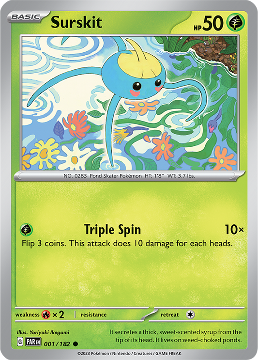 Surskit Base Card #001/182 2023 Paradox Rift Pokémon TCG