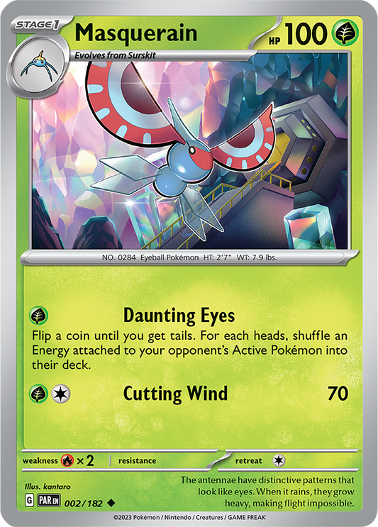 Masquerain Base Card #002/182 2023 Paradox Rift Pokémon TCG