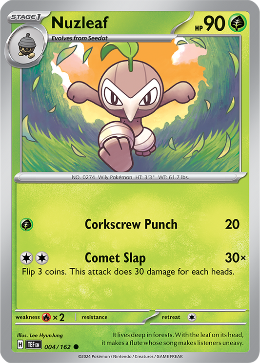 Nuzleaf #004/162 Base Card Pokémon Card Scarlet & Violet Temporal Forces