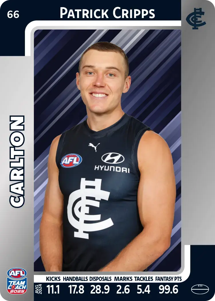 2025 AFL Teamcoach Patrick Cripps Silver #66 Blues