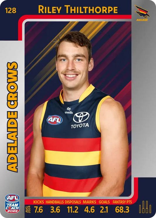 2025 AFL Teamcoach Riley Thilthorpe Silver #128 Crows