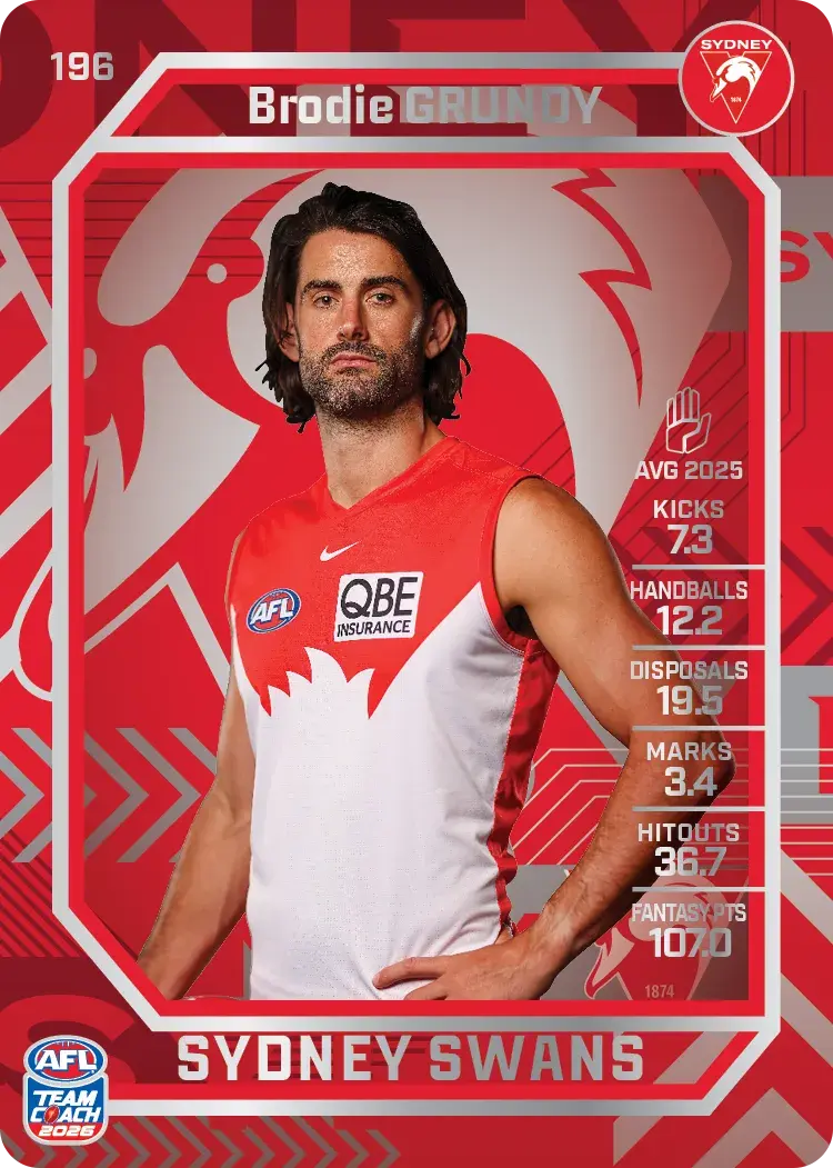2026 Teamcoach AFL Silver #196 Brodie Grundy