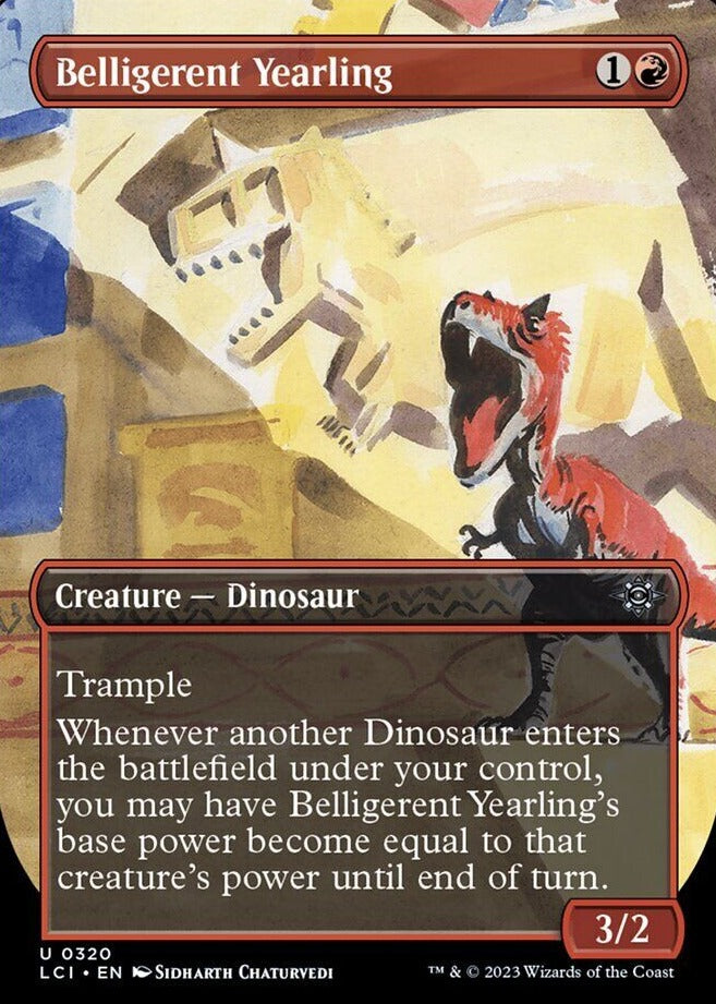 2023 MAGIC THE GATHERING  THE LOST CAVERNS OF IXALAN BELLIGERENT YEARLING JURASSIC WORLD COLLECTION CARD