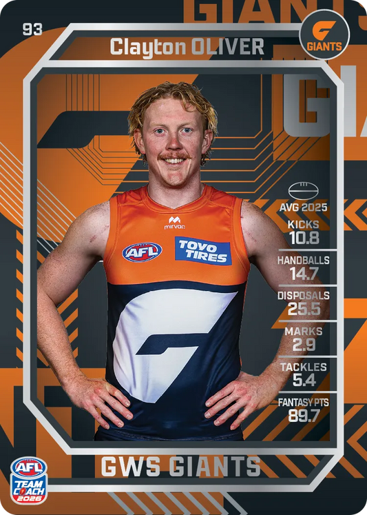 2026 Teamcoach AFL Silver #93 Clayton Oliver
