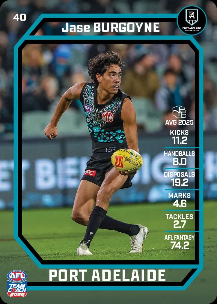 2026 Teamcoach AFL Base #40 Jase Burgoyne