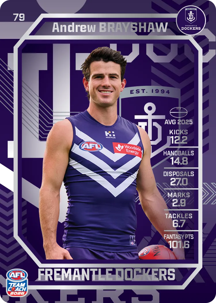 2026 Teamcoach AFL Silver #79 Andrew Brayshaw