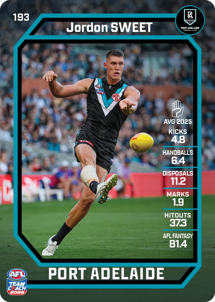 2026 Teamcoach AFL Base #193 Jordon Sweet