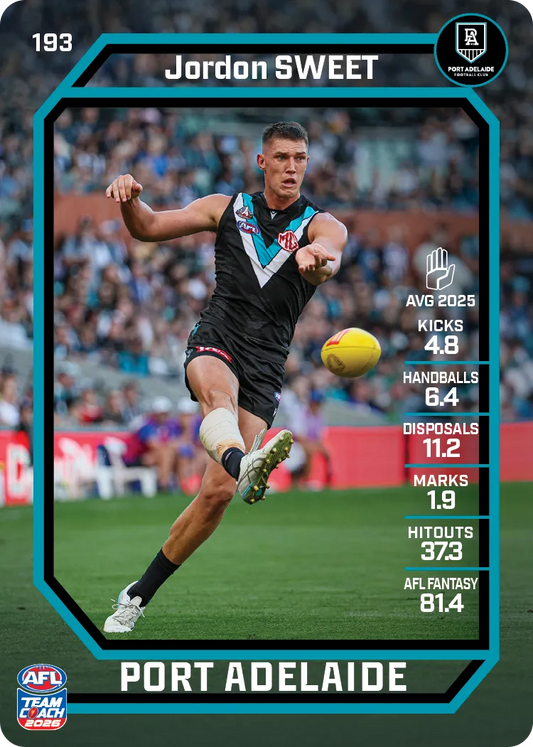 2026 Teamcoach AFL Base #193 Jordon Sweet