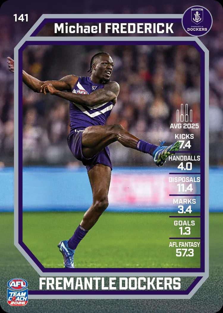 2026 Teamcoach AFL Base #141 Michael Frederick