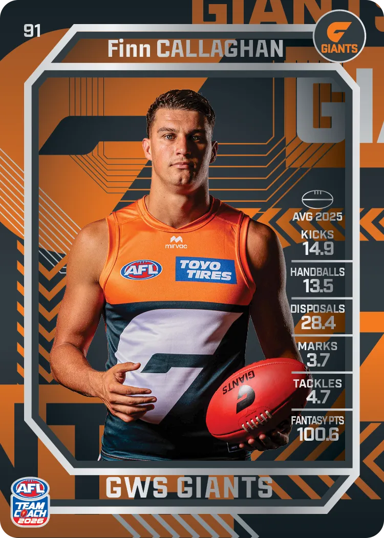 2026 Teamcoach AFL Silver #91 Finn Callaghan