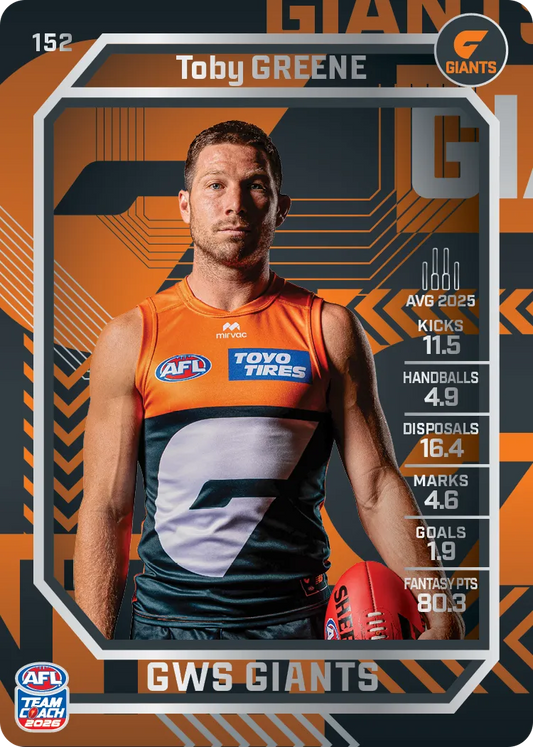 2026 Teamcoach AFL Silver #152 Toby Greene