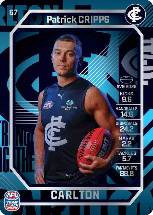 2026 Teamcoach AFL Silver #67 Patrick Cripps