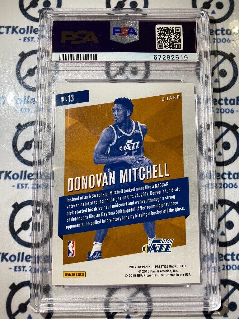 2017 Panini Prestige Donovan Mitchell Micro Etch Red Rookie #13 PSA 9 Jazz