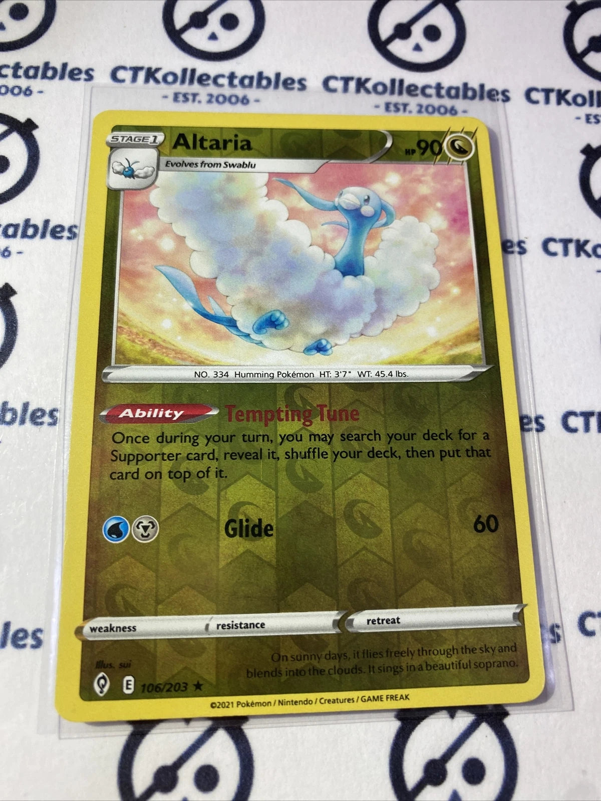 Altaria Reverse Holo #106/203 Pokémon Card Evolving Skies