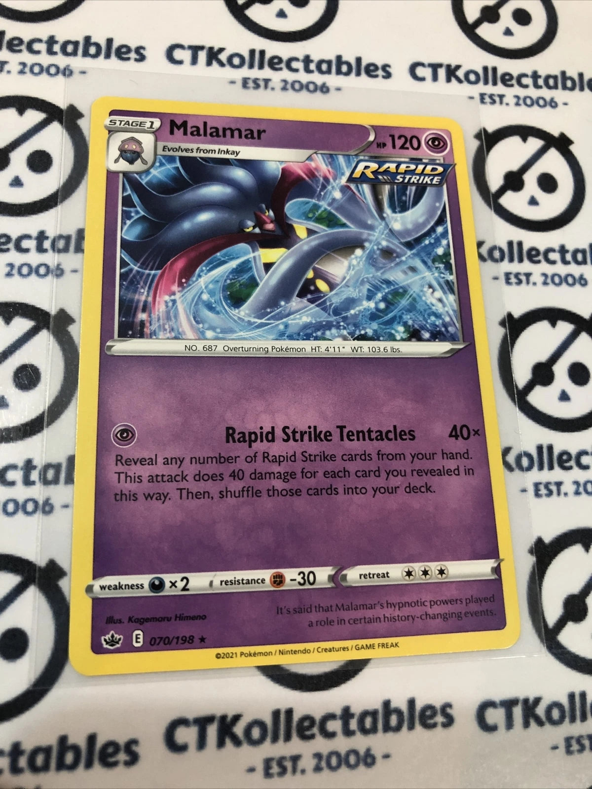 Malamar #070/198 Rare Base Pokemon Card Chilling Reign