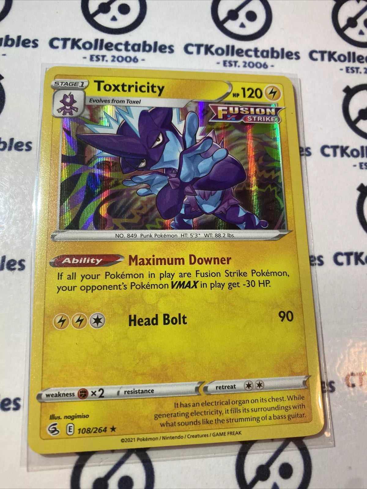 Toxtricity Holo Rare #108/264 Fusion Strike Pokemon Card