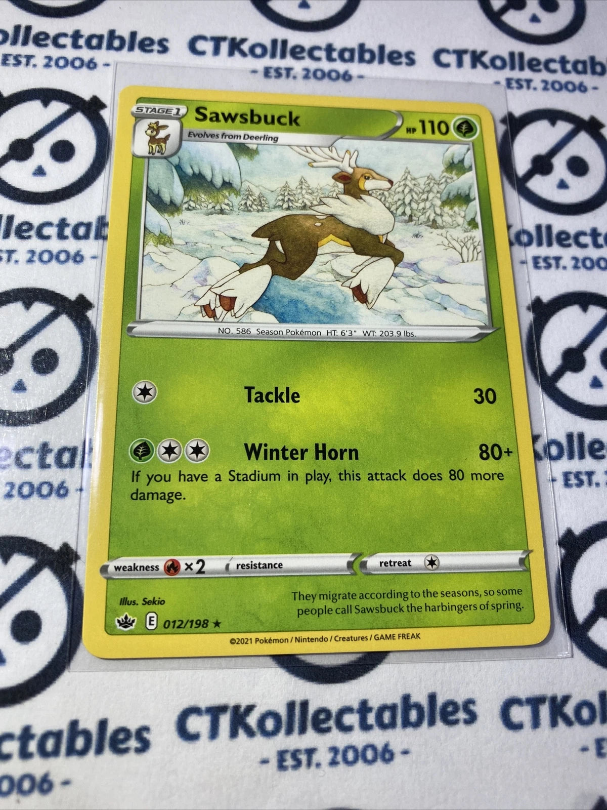Sawsbuck #012/198 Rare Base Pokemon Card Chilling Reign