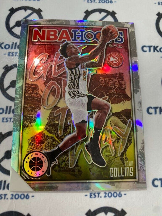 2020-21 NBA Hoops Premium John Collins "Get out the way" Silver Prizm #8 Hawks