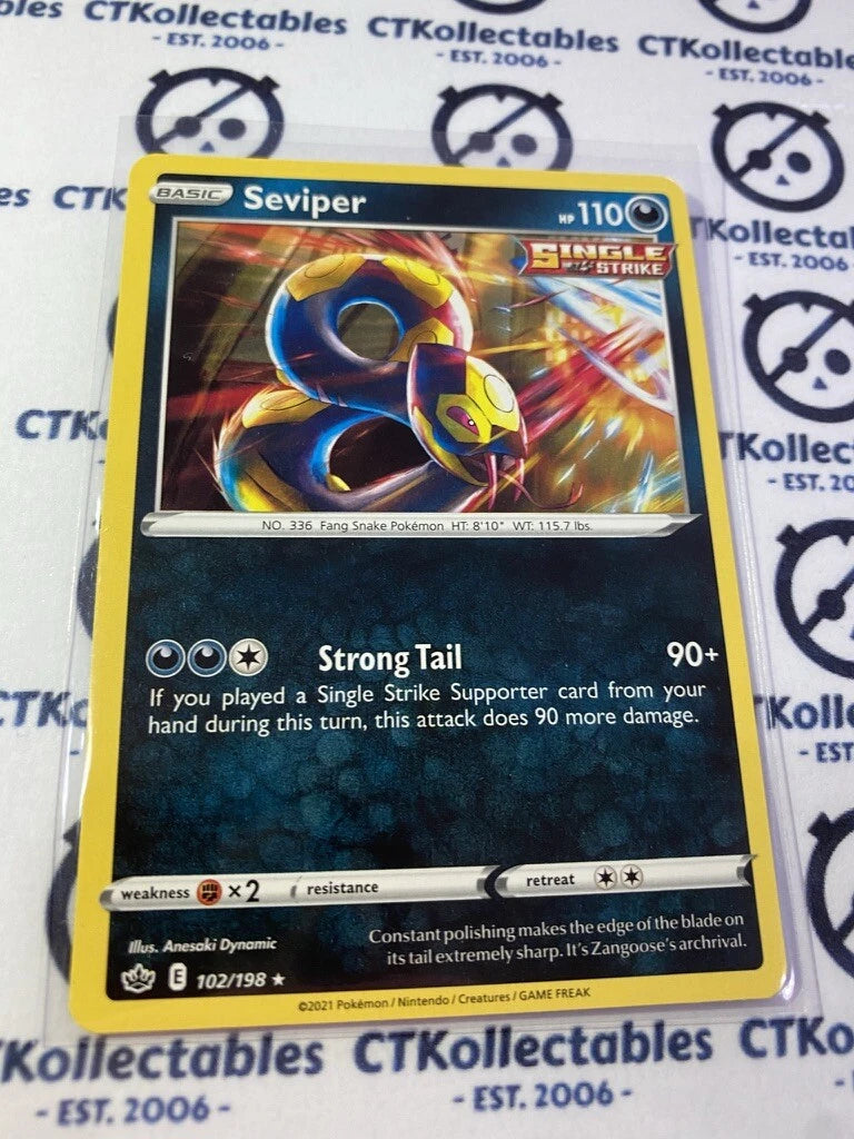 Seviper Rare Base #102/198 Pokémon Card Chilling Reign