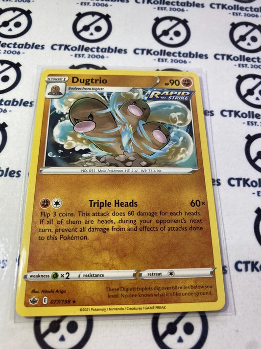 Dugtrio Rare Base #077/198 Pokémon Card Chilling Reign