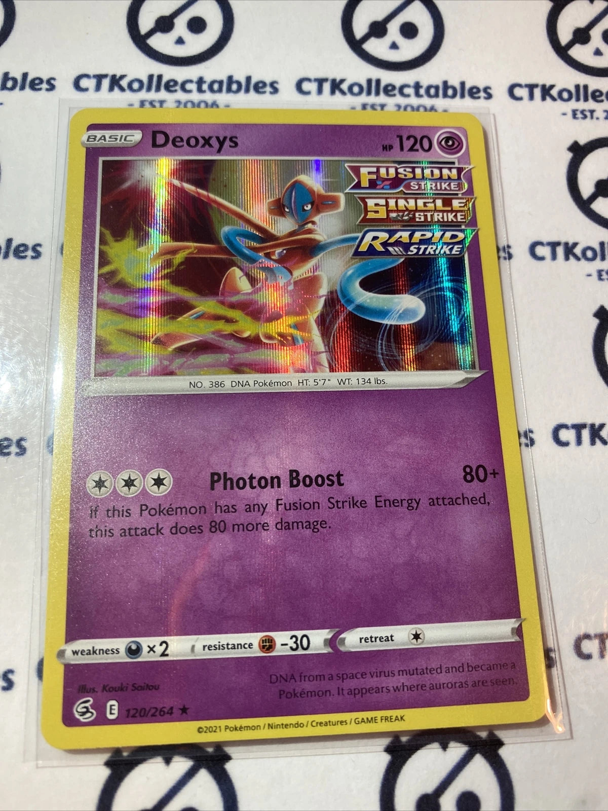 Deoxys Holo Rare #120/264 Fusion Strike Pokemon Card