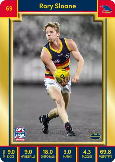 2023 AFL Teamcoach Rory Sloane Gold card #69 Crows