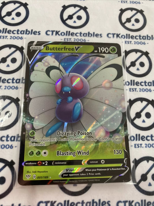 butterfree v pokemon card (5) 177/189 / Ultra Rare Card Type / HP / Stage 001/189 Butterfree V | Rare