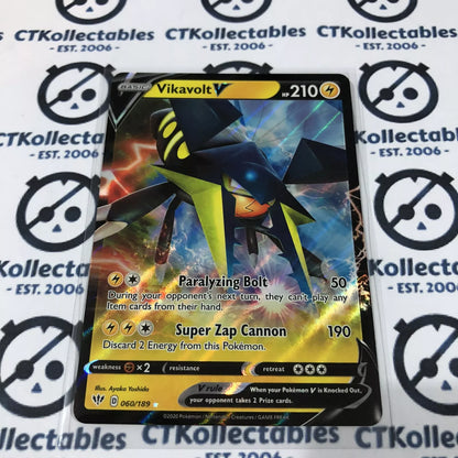 Vikavolt V #060/189 Ultra Rare Pokémon Card Sword & Shield Darkness Ablaze