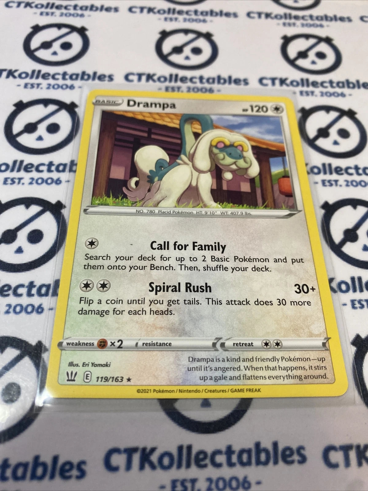 Drampa Base Rare #119/163 Pokémon Card Battle Styles